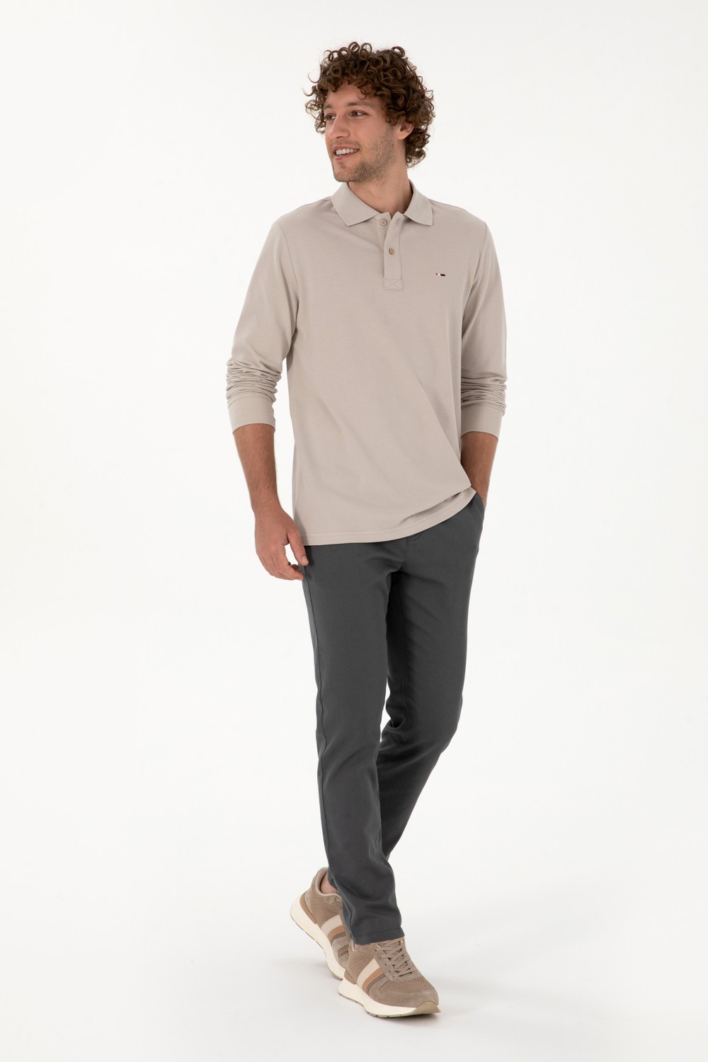 U.S. Polo Assn. Erkek Slim Fit Haki Kanvas Pantolon 50316831-VR027 görsel 7