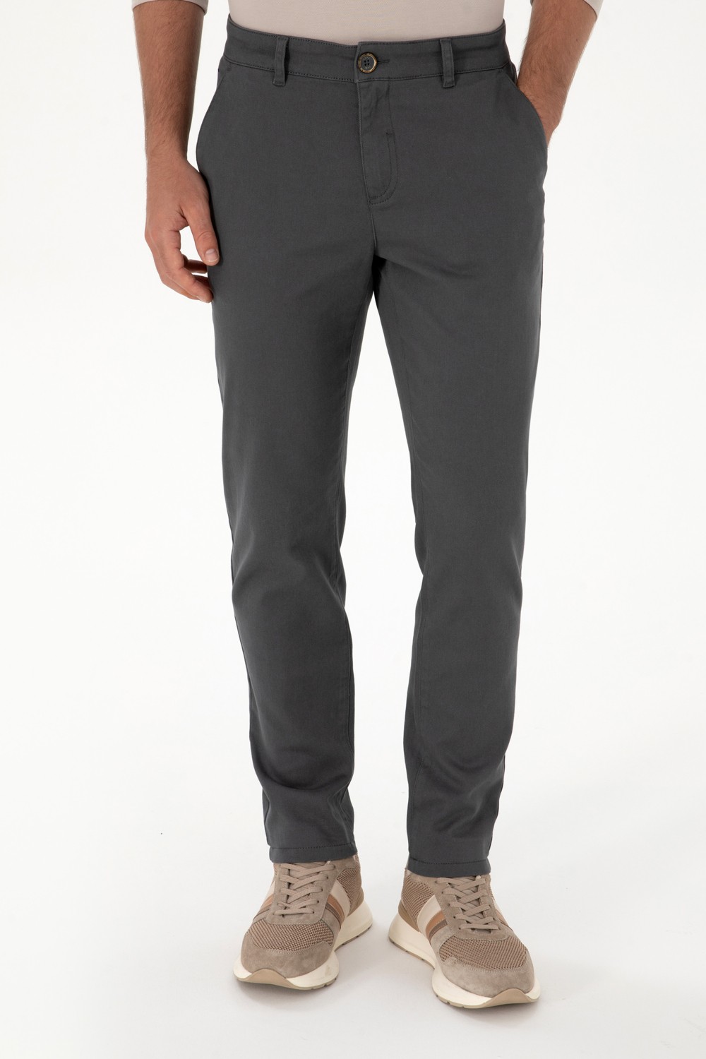 U.S. Polo Assn. Erkek Slim Fit Haki Kanvas Pantolon 50316831-VR027 görsel 8