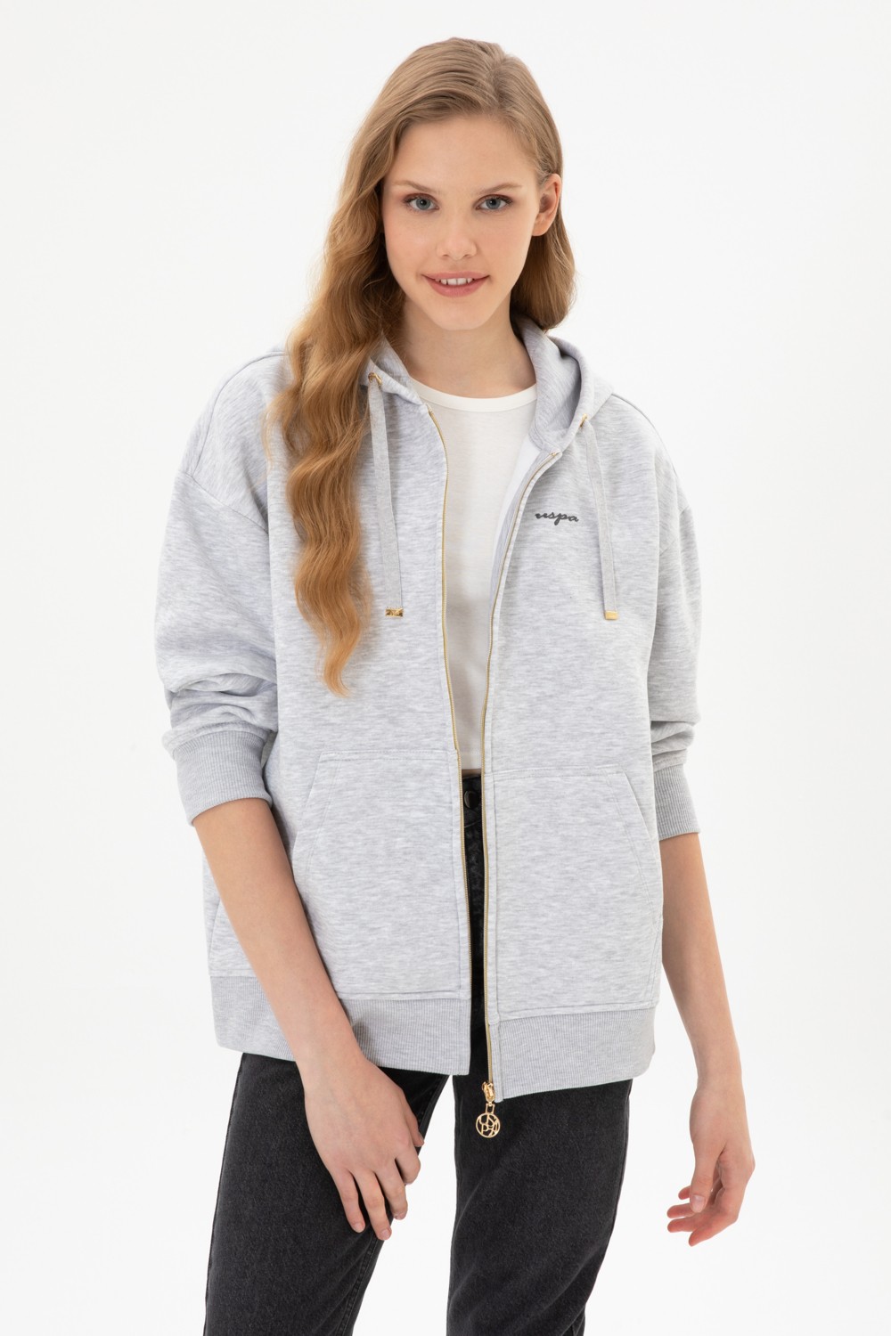 U.S. Polo Assn. Kadın Kahverengi Şardonlu Kapüşonlu Sweatshırt 50314130-VR029