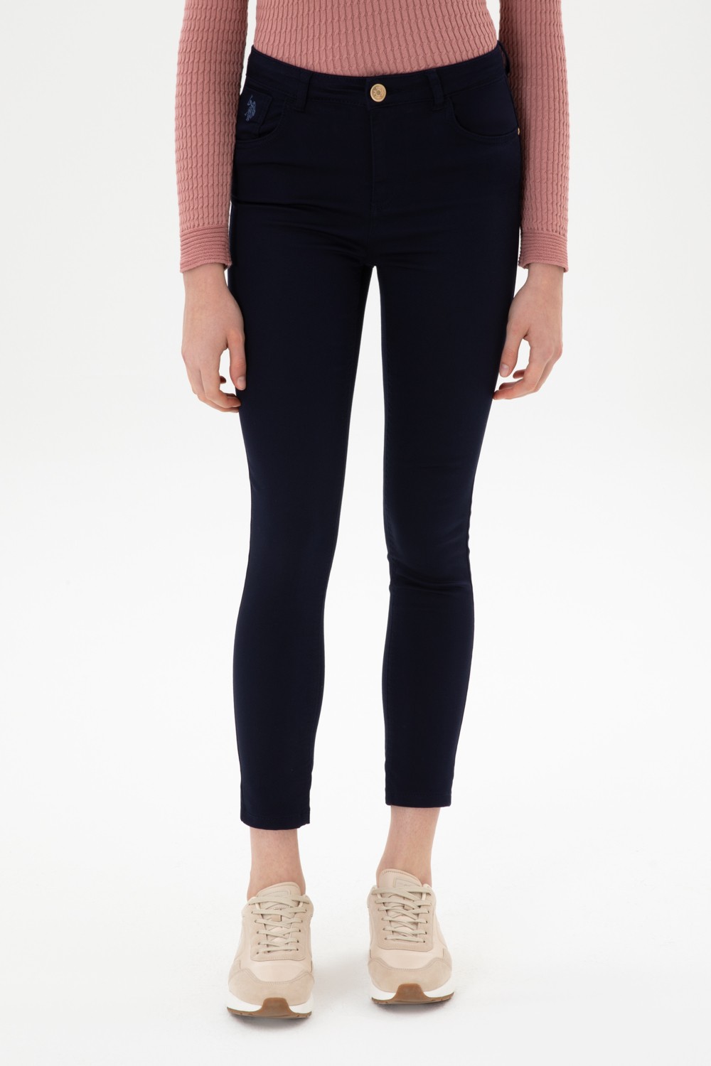 U.S. Polo Assn. Kadın Lacivert Toothpick Fit Kanvas Pantolon 50316852-VR033 görsel 2