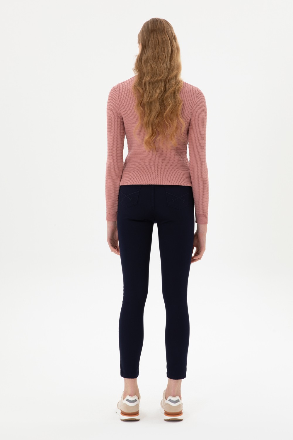 U.S. Polo Assn. Kadın Lacivert Toothpick Fit Kanvas Pantolon 50316852-VR033 görsel 4