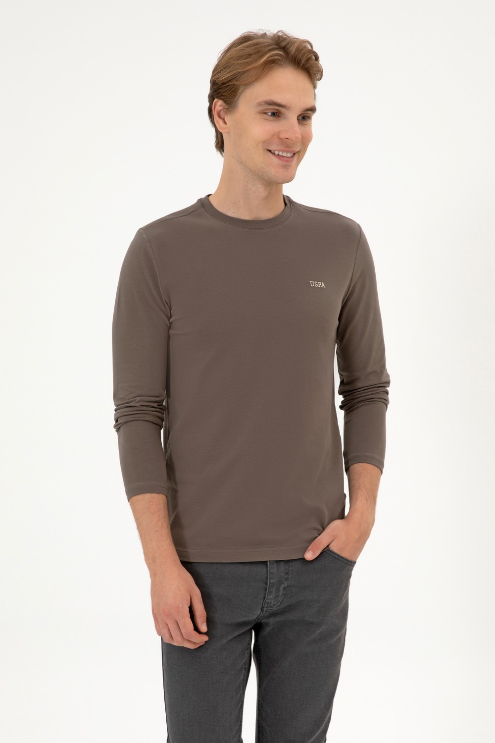 U.S. Polo Assn. Erkek Slim Fit Bisiklet Yaka Siyah Süprem Basic Sweatshirt 50313744-VR046