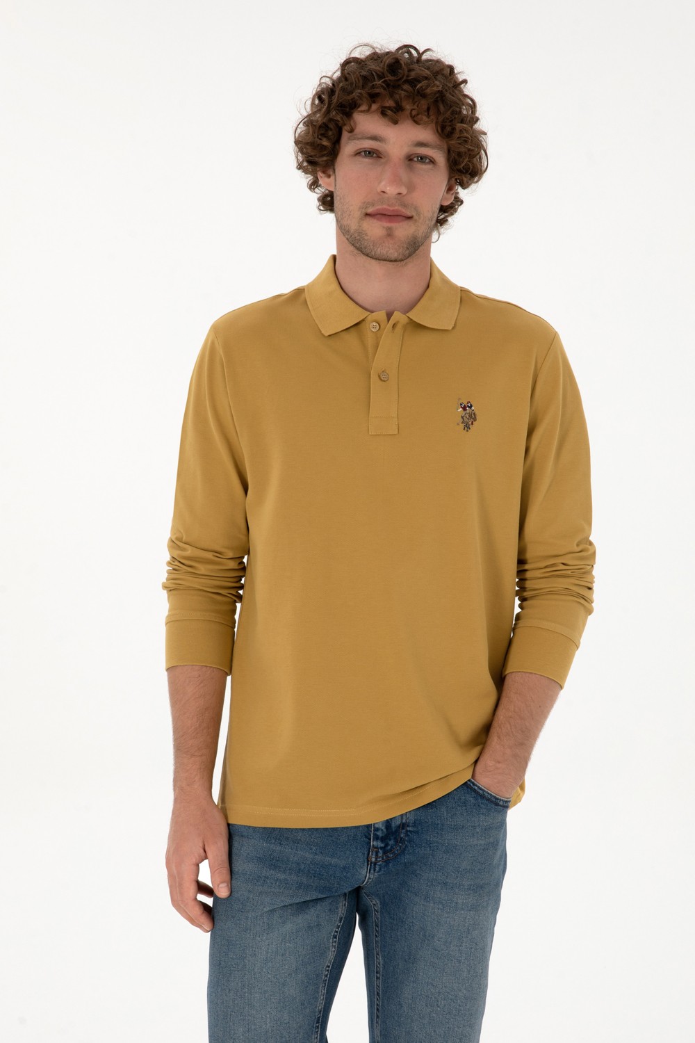 U.S. Polo Assn. Erkek Regular Fit Polo Yaka Siyah Basic Sweatshirt 50313772-VR046 görsel 8