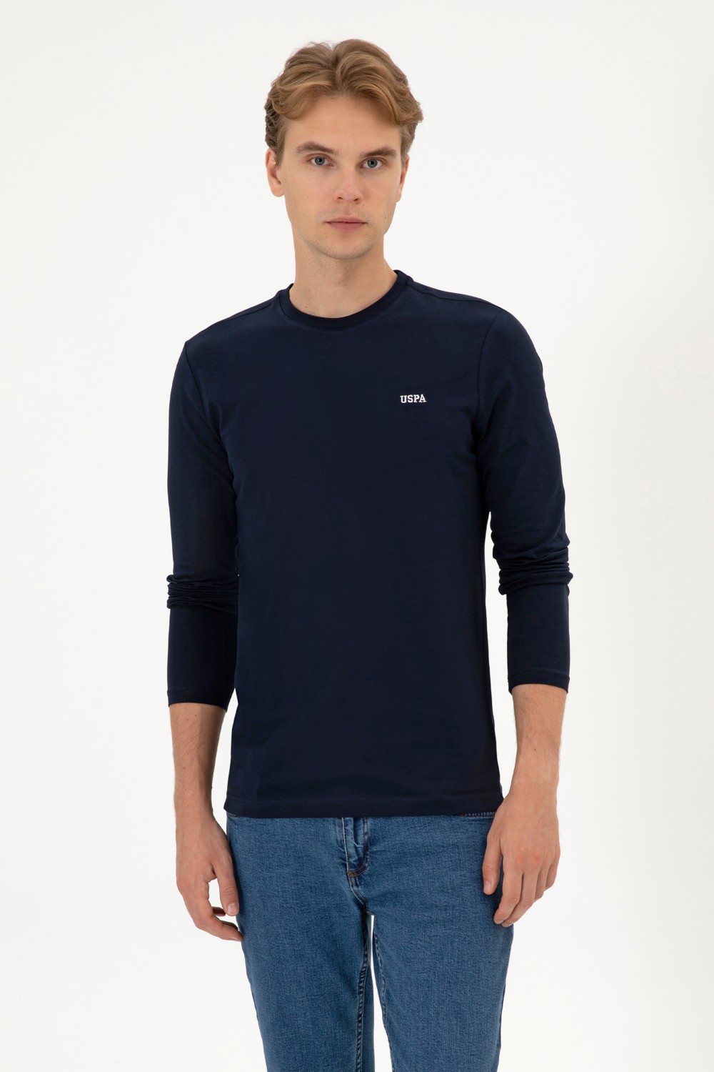 U.S. Polo Assn. Erkek Slim Fit Bisiklet Yaka Siyah Süprem Basic Sweatshirt 50313744-VR046