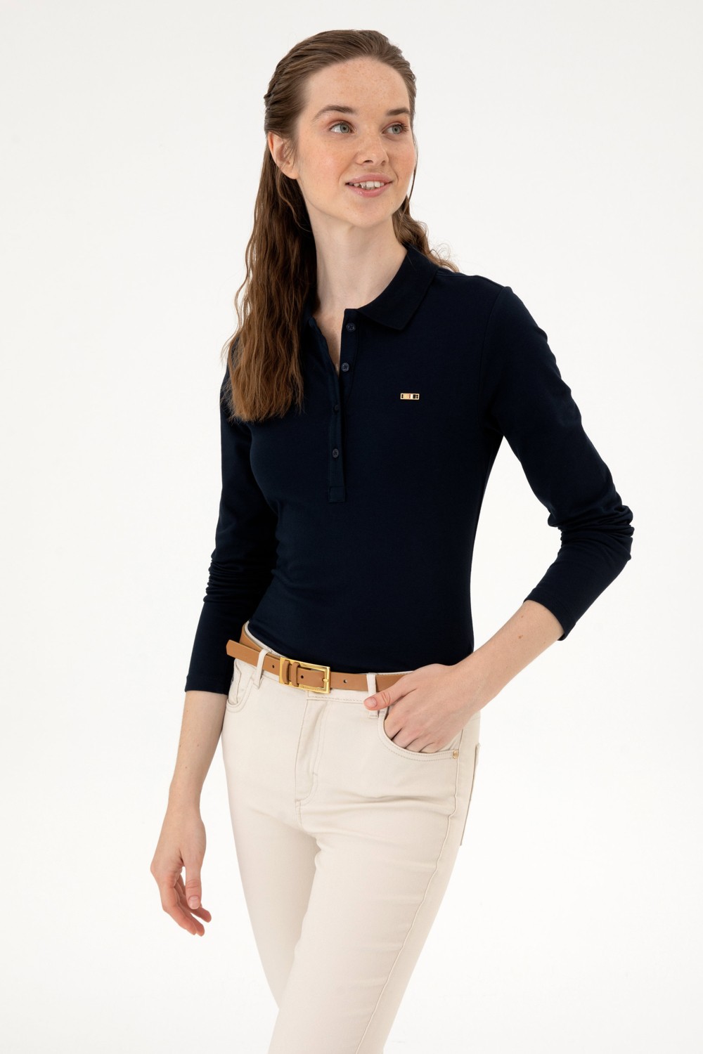 U.S. Polo Assn. Kadın Siyah Basic Polo Yaka Sweatshırt 50313593-VR046