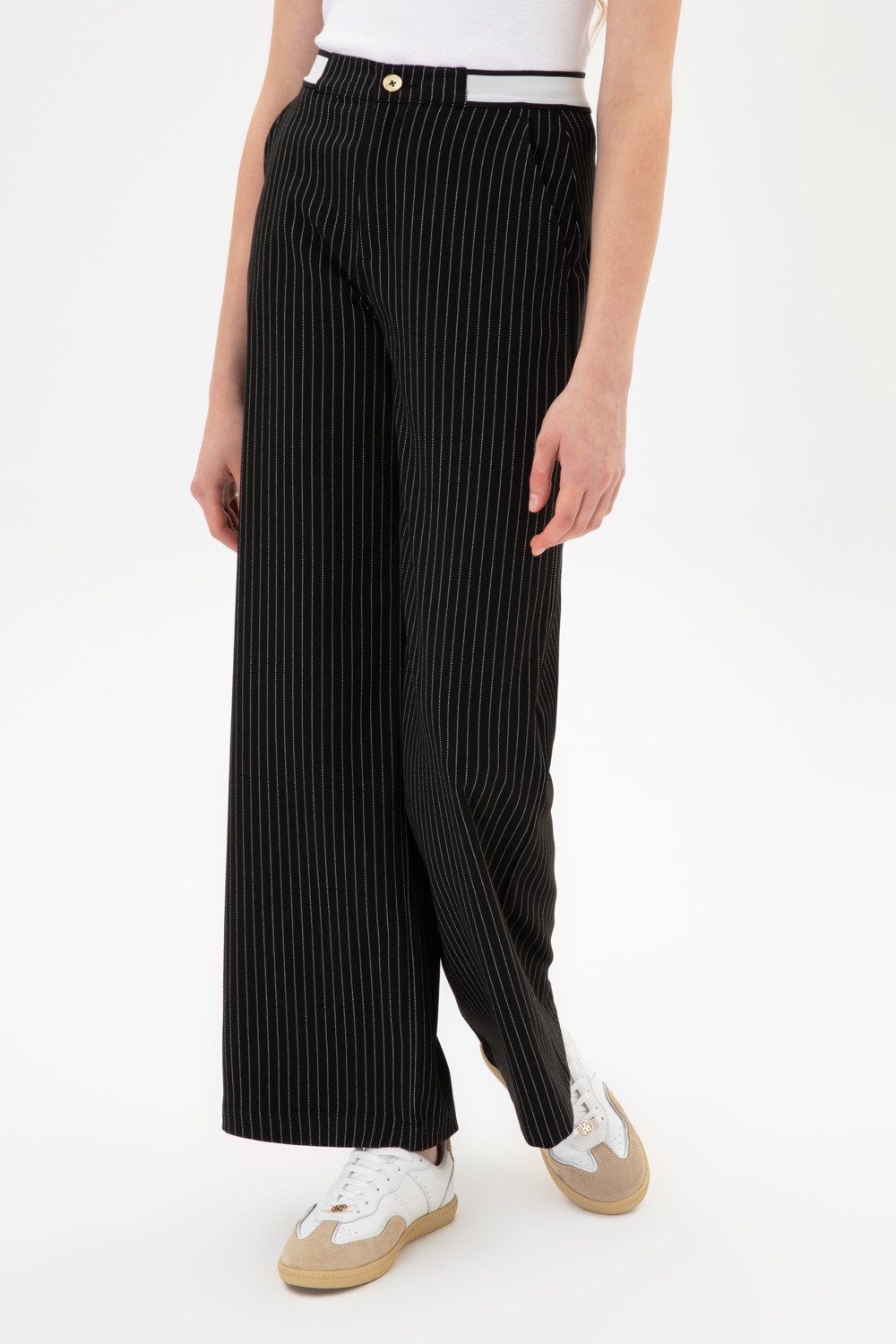 U.S. Polo Assn. Kadın Kahverengi Çizgili Loose Fit Kanvas Pantolon 50317169-VR029 görsel 2