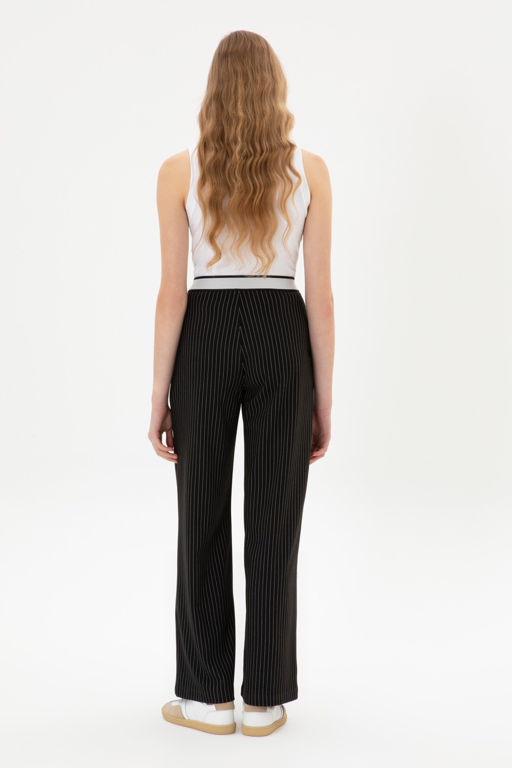 U.S. Polo Assn. Kadın Kahverengi Çizgili Loose Fit Kanvas Pantolon 50317169-VR029 görsel 4