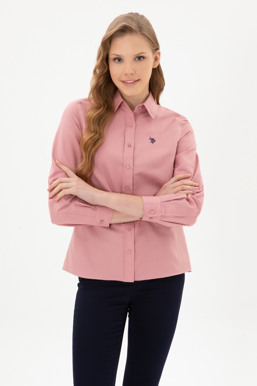 U.S. Polo Assn. Kadın Açık Mavi Uzun Kollu Basic Gömlek 50316711-VR003