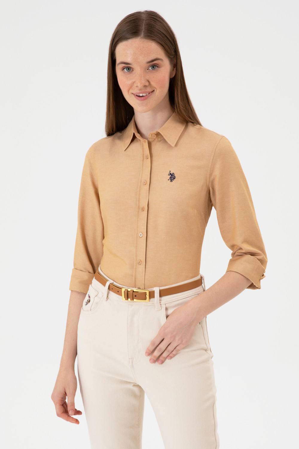 U.S. Polo Assn. Kadın Açık Mavi Uzun Kollu Basic Gömlek 50316711-VR003