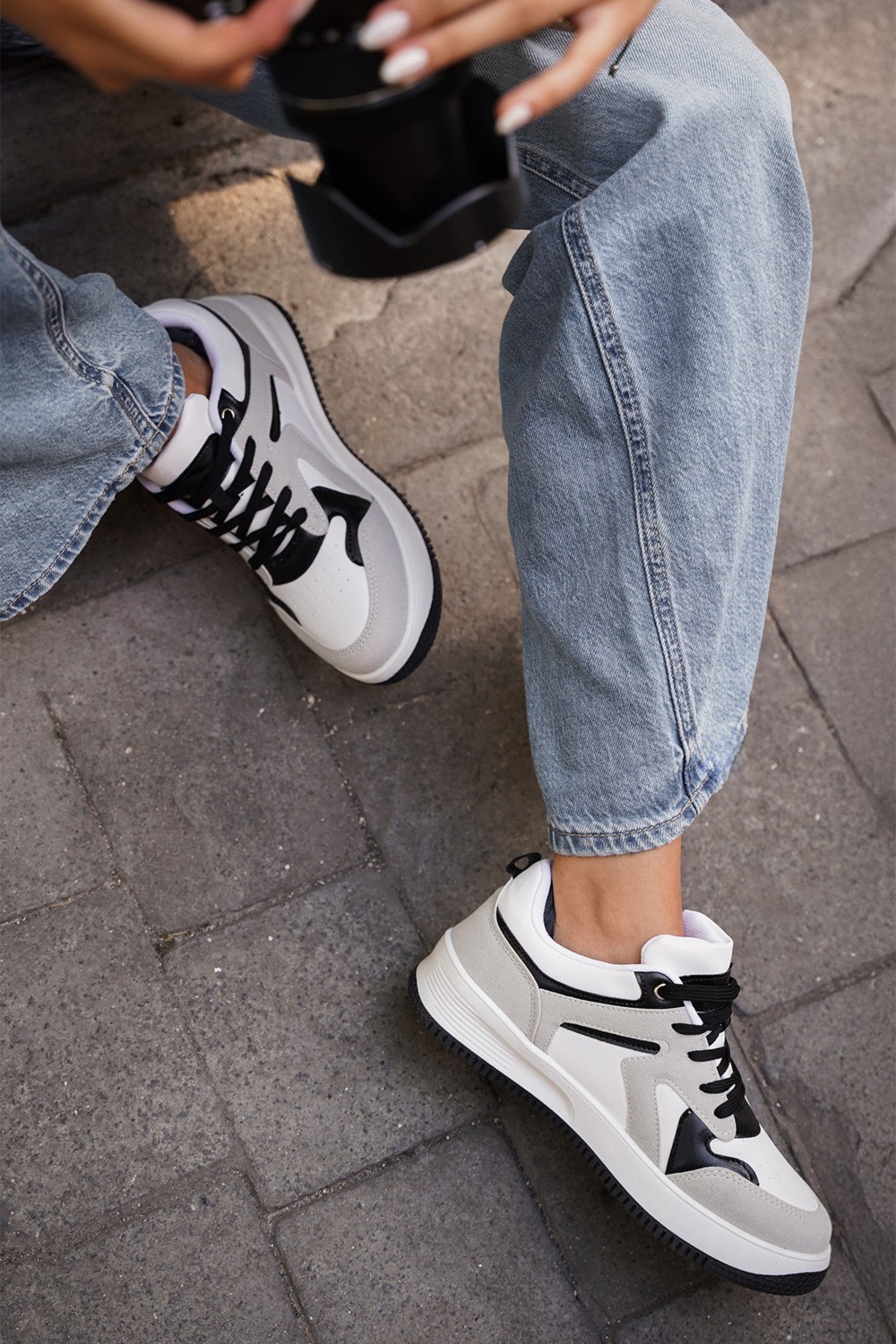 Marjin Kadın Sneaker Yüksek Taban Spor Ayakkabı Aryan Gri Süet görsel 2
