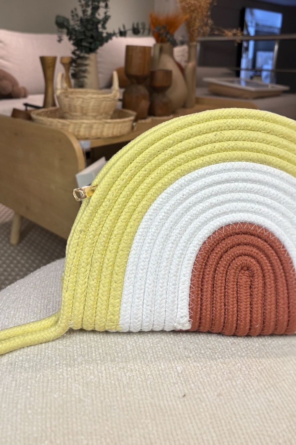 MaVaux Moss Fermuarlı Vegan Hasır Jüt Clutch Çanta Modern Tasarım Küçük Boy Suya Dayanıklı