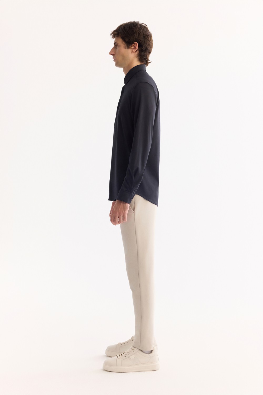 AVVA Erkek Siyah Klasik Yaka Hızlı Kuruyan Non-Iron Teknik Kumaş Slim Fit Gömlek A52Y2122 görsel 3