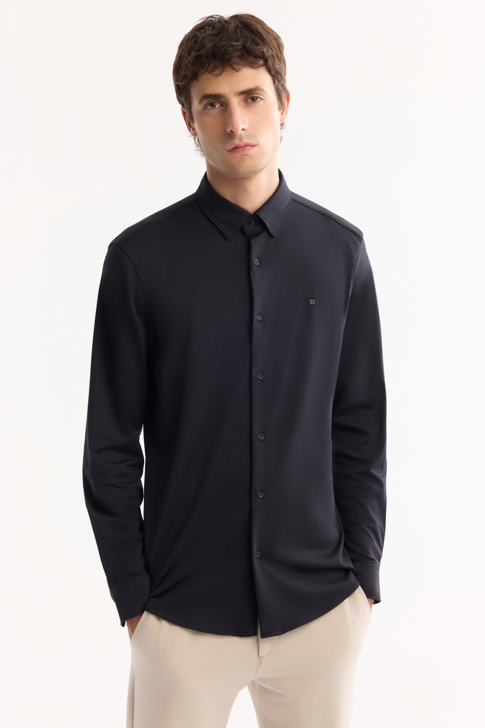 AVVA Erkek Siyah Klasik Yaka Hızlı Kuruyan Non-Iron Teknik Kumaş Slim Fit Gömlek A52Y2122 görsel 5