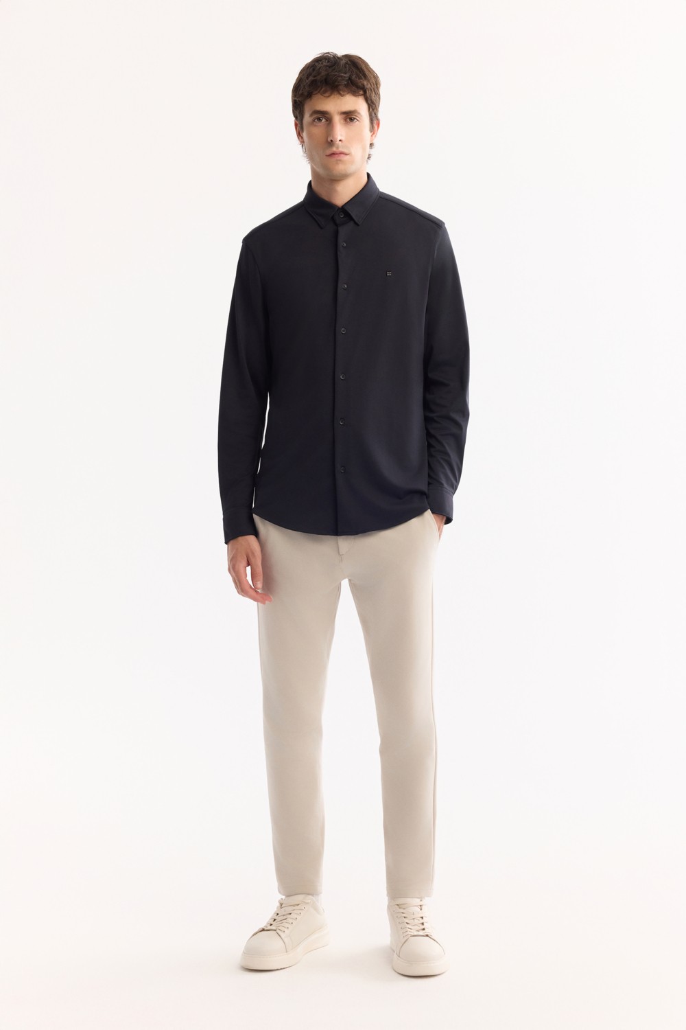 AVVA Erkek Siyah Klasik Yaka Hızlı Kuruyan Non-Iron Teknik Kumaş Slim Fit Gömlek A52Y2122 görsel 6