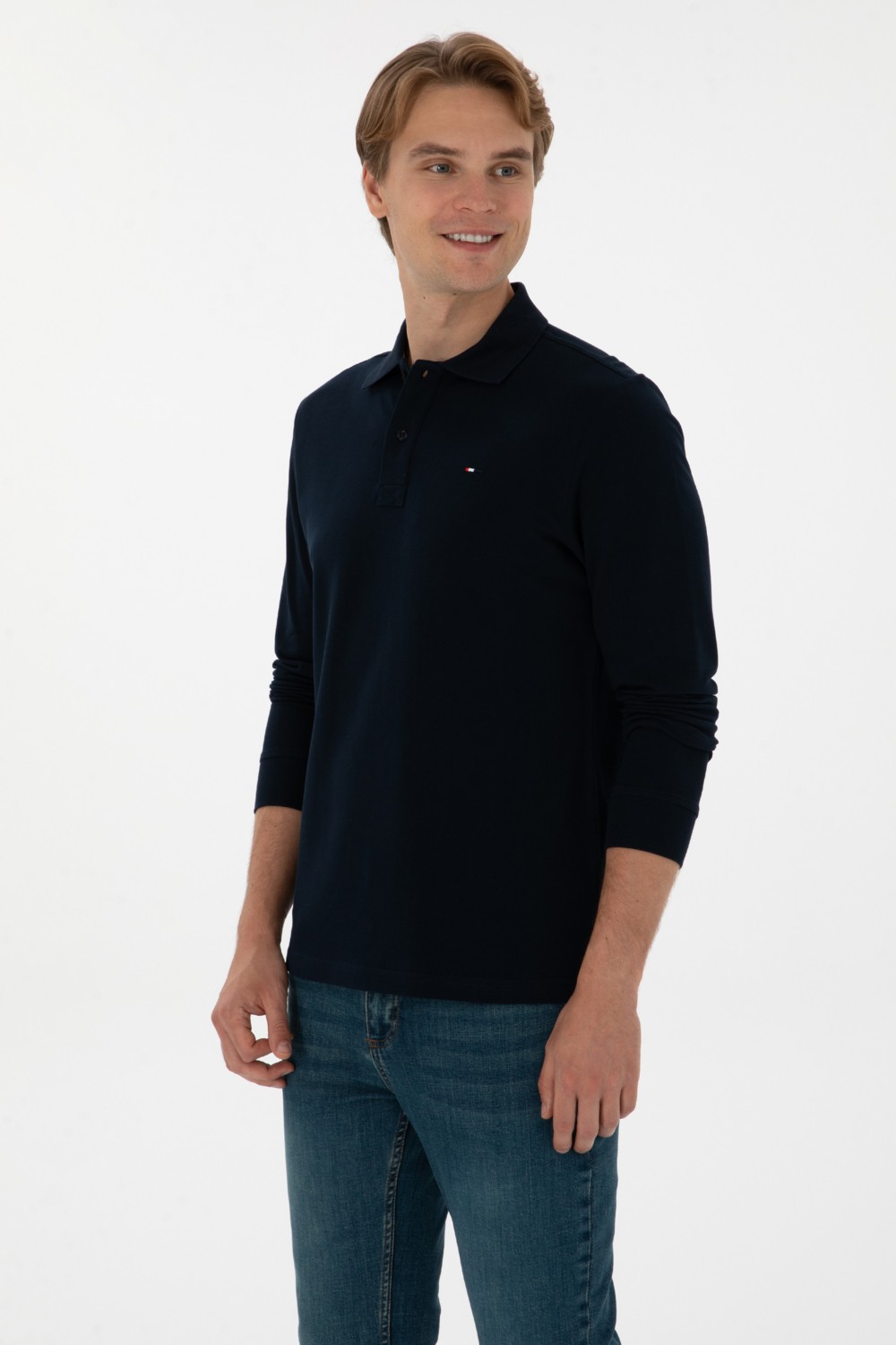 U.S. Polo Assn. Erkek Regular Fit Polo Yaka Koyu Yeşil Basic Sweatshirt 50315941-VR079
