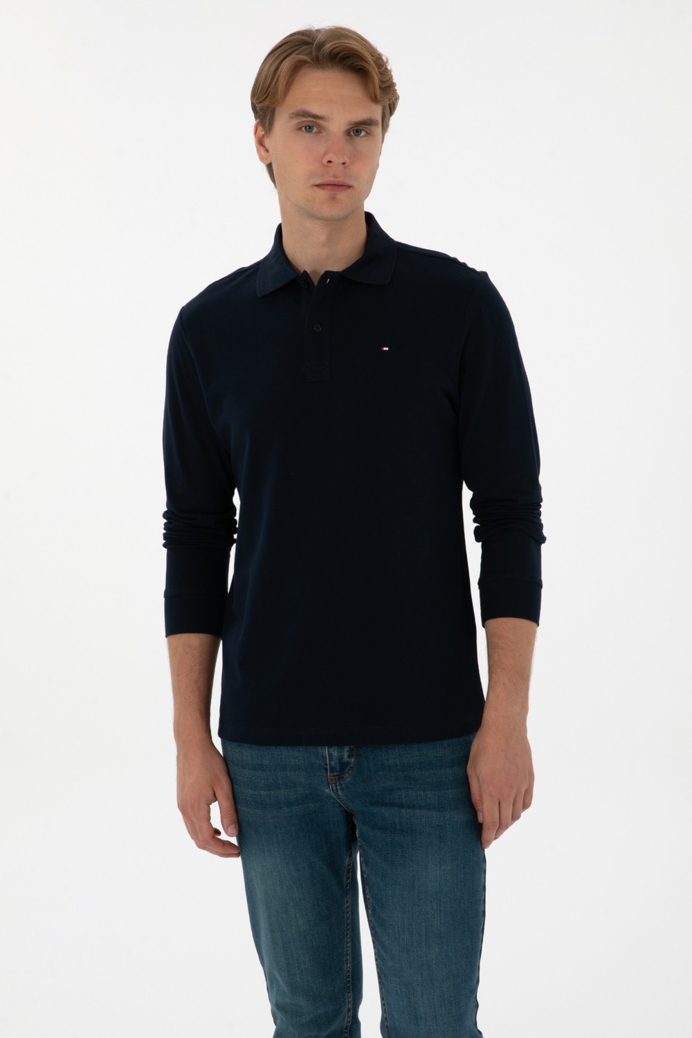 U.S. Polo Assn. Erkek Regular Fit Polo Yaka Koyu Yeşil Basic Sweatshirt 50315941-VR079 görsel 3
