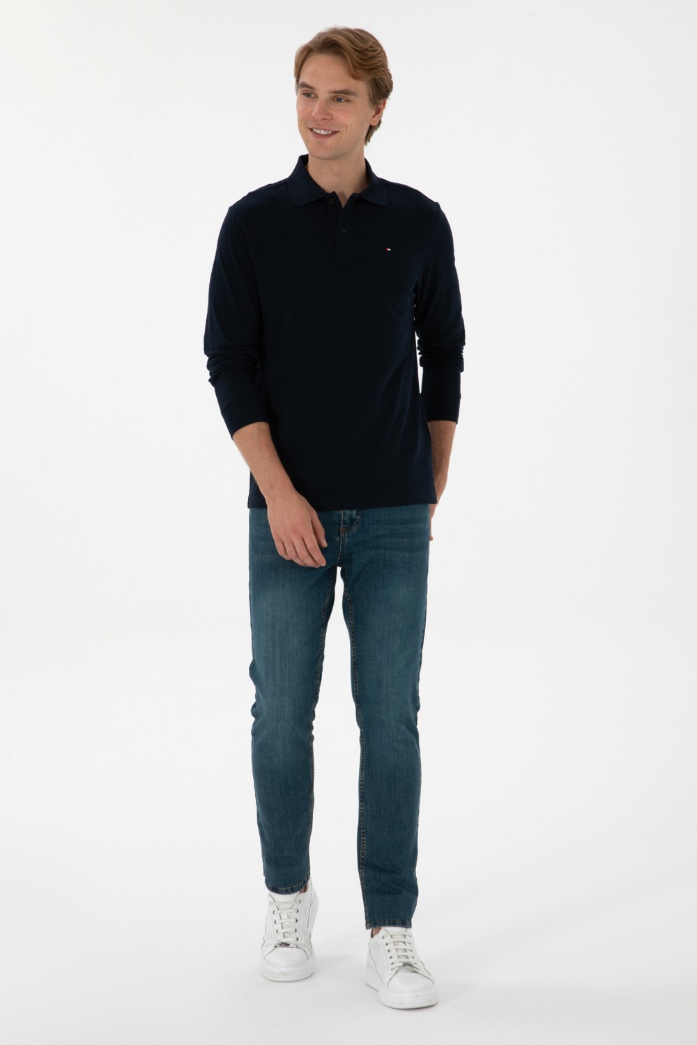 U.S. Polo Assn. Erkek Regular Fit Polo Yaka Koyu Yeşil Basic Sweatshirt 50315941-VR079 görsel 4