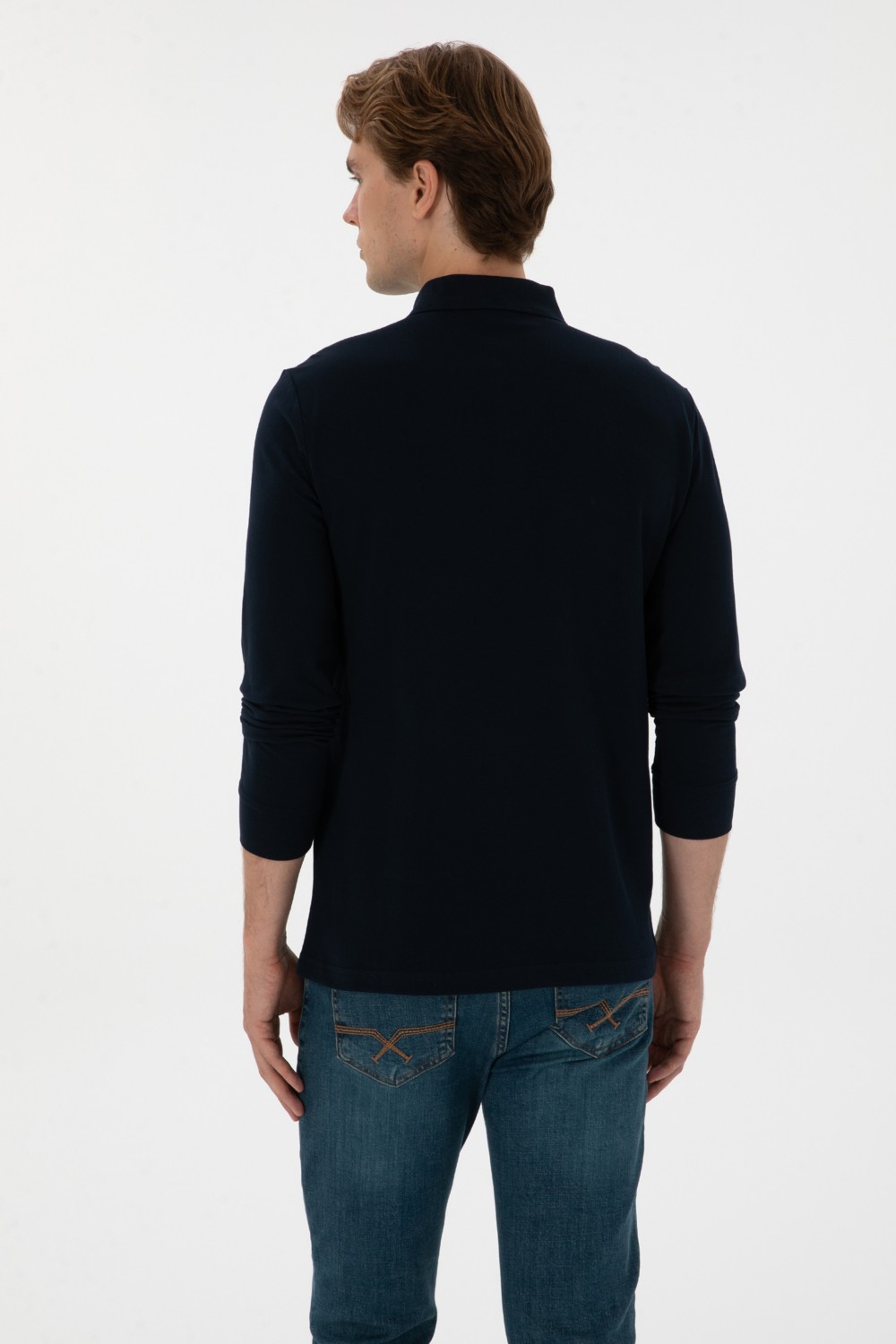 U.S. Polo Assn. Erkek Regular Fit Polo Yaka Koyu Yeşil Basic Sweatshirt 50315941-VR079 görsel 5