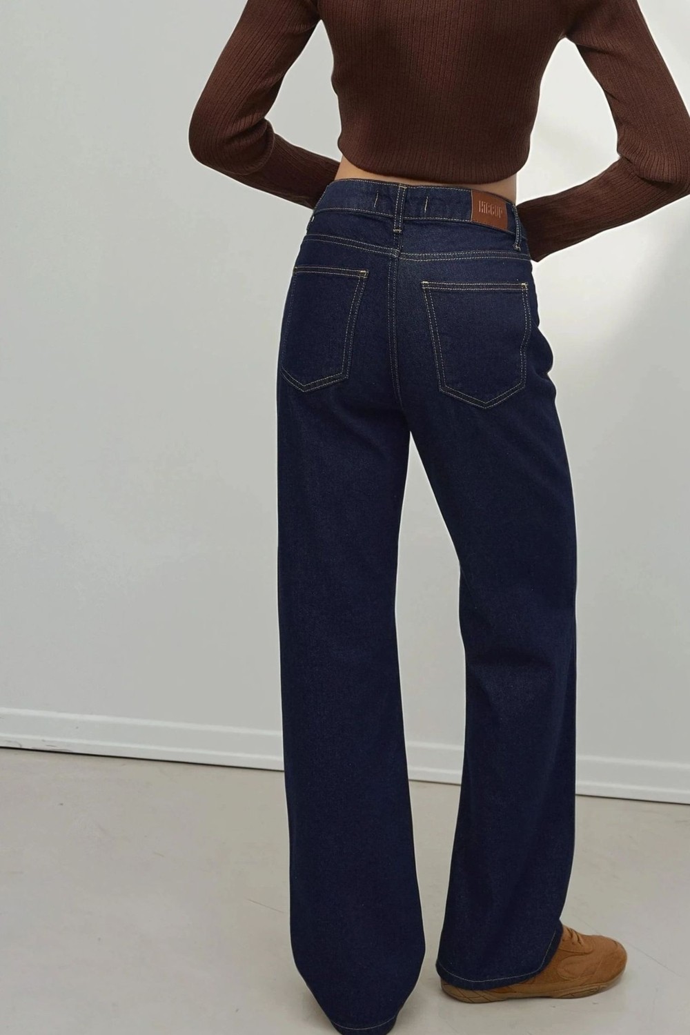 Hiccup Kadınlar Straight Fit Jeans Koyu Mavi Denim görsel 3