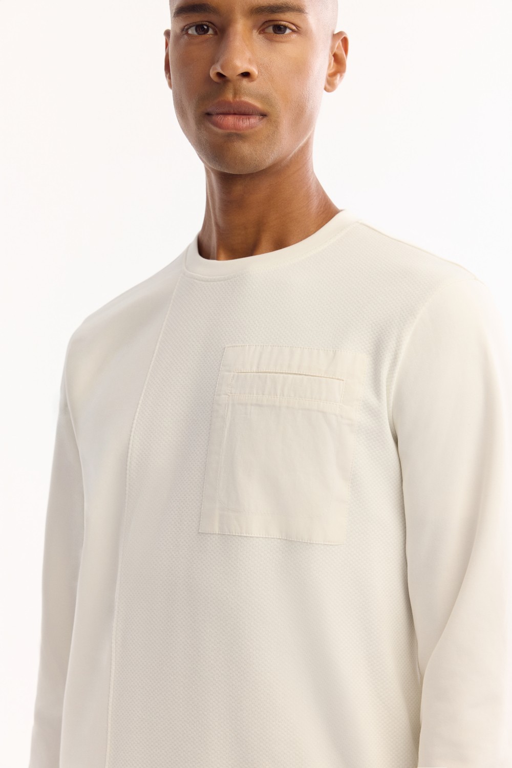 AVVA Erkek Ekru Bisiklet Yaka Pamuklu Bi-Stretch Regular Fit Sweatshirt A52Y1235 görsel 2