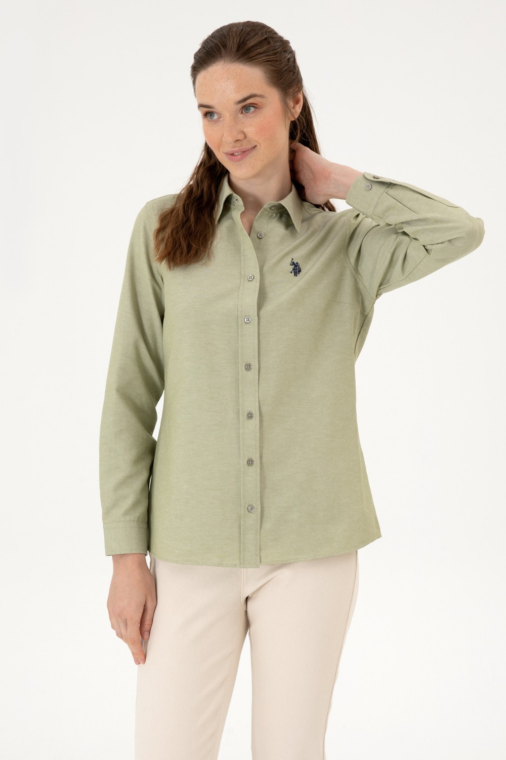 U.S. Polo Assn. Kadın Açık Mavi Uzun Kollu Basic Gömlek 50316711-VR003
