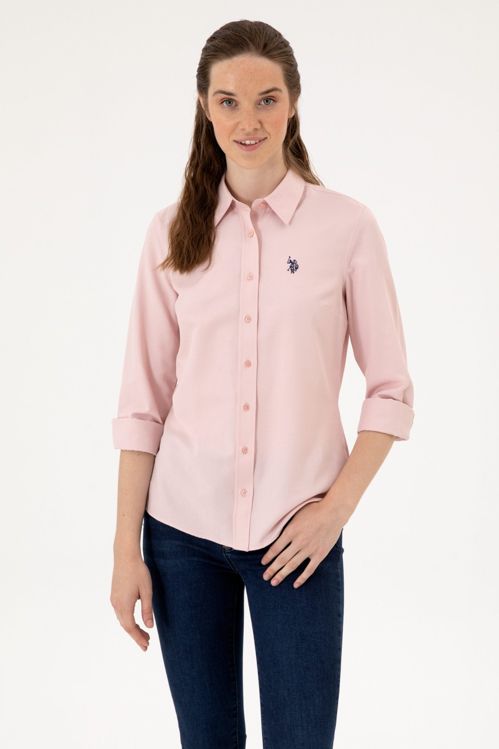 U.S. Polo Assn. Kadın Açık Mavi Uzun Kollu Basic Gömlek 50316711-VR003