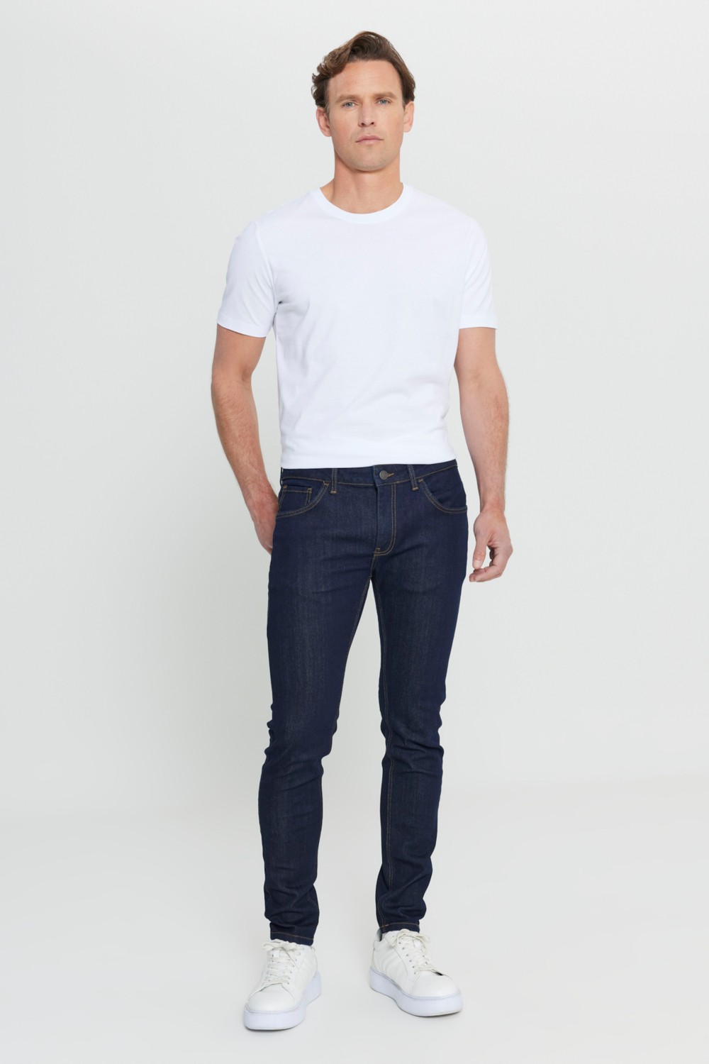 Altınyıldız Classics Erkek Petrol Mavisi Ekstra Slim Fit Dar Kesim Pamuklu Esnek Rıss Jean Kot Denim Pantolon görsel 7