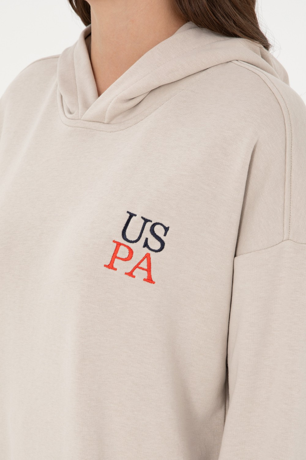 U.S. Polo Assn. Kadın Taş Kapüşonlu Sweatshirt 50291265-VR049 görsel 7