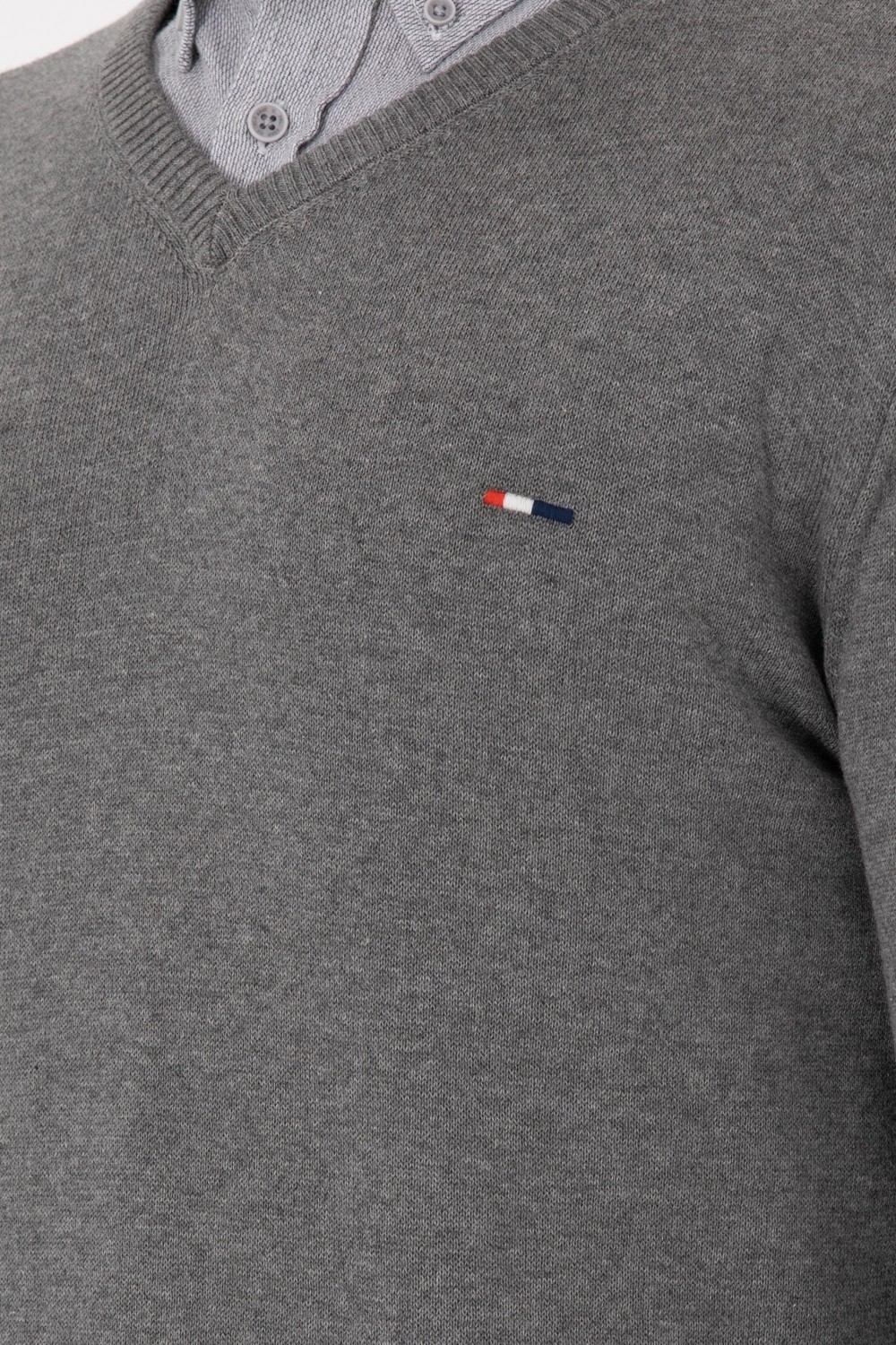 U.S. Polo Assn. Erkek Slim Fit V Yaka Taş Basic Kazak 50298283-VR049 görsel 7
