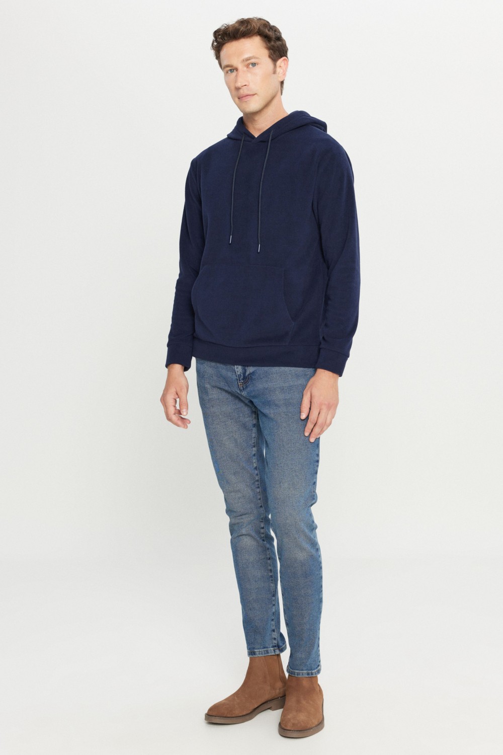 Altınyıldız Classics Erkek Siyah Sweatshirt Polar Standart Fit Normal Kesim Kapüşon Yaka görsel 7