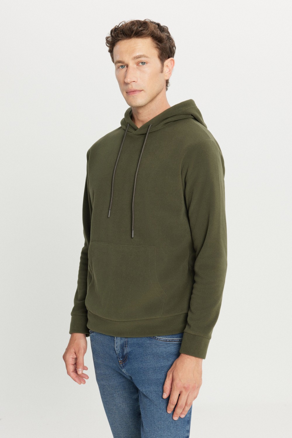 Altınyıldız Classics Erkek Siyah Sweatshirt Polar Standart Fit Normal Kesim Kapüşon Yaka görsel 3