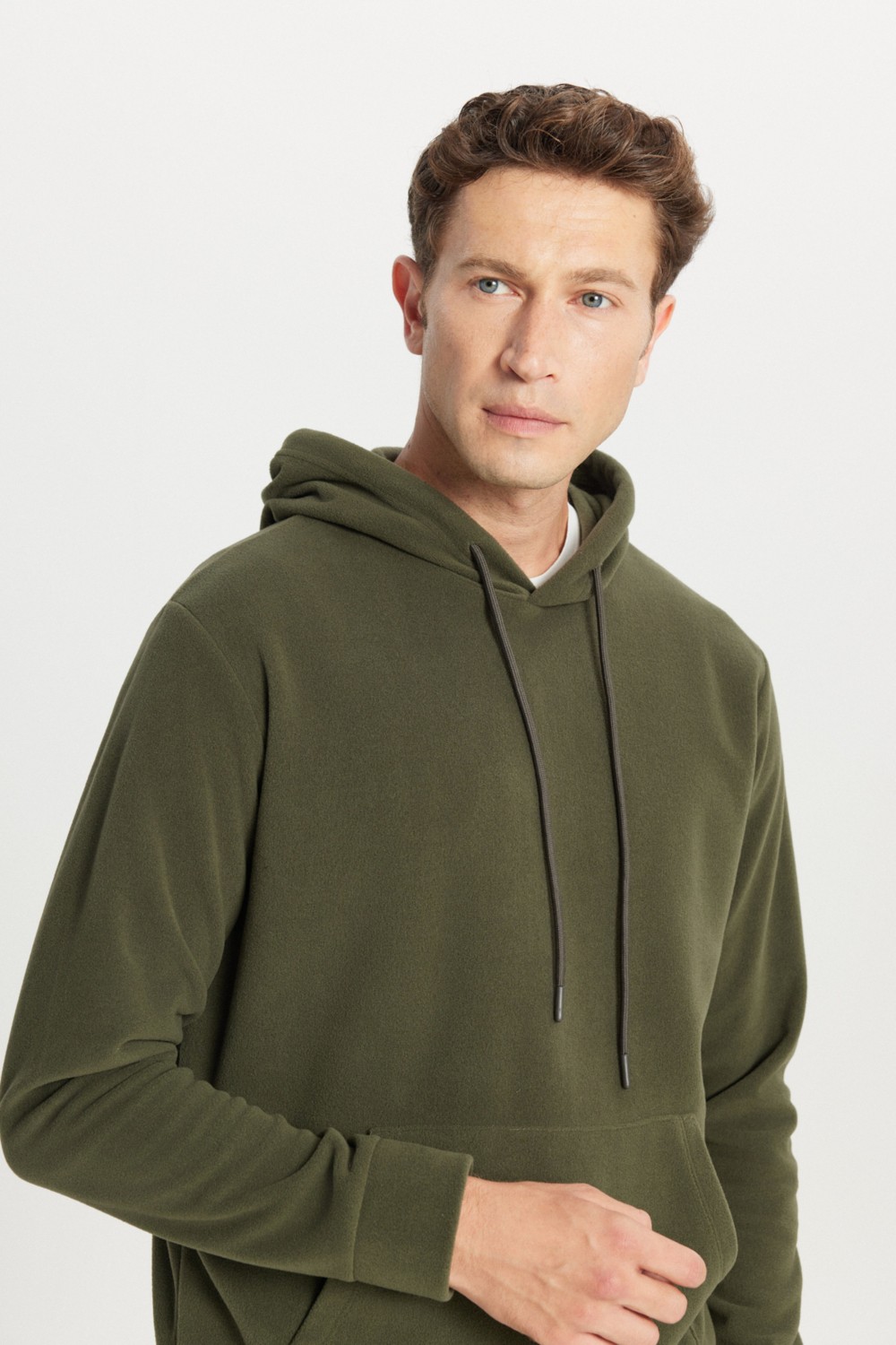 Altınyıldız Classics Erkek Siyah Sweatshirt Polar Standart Fit Normal Kesim Kapüşon Yaka görsel 4