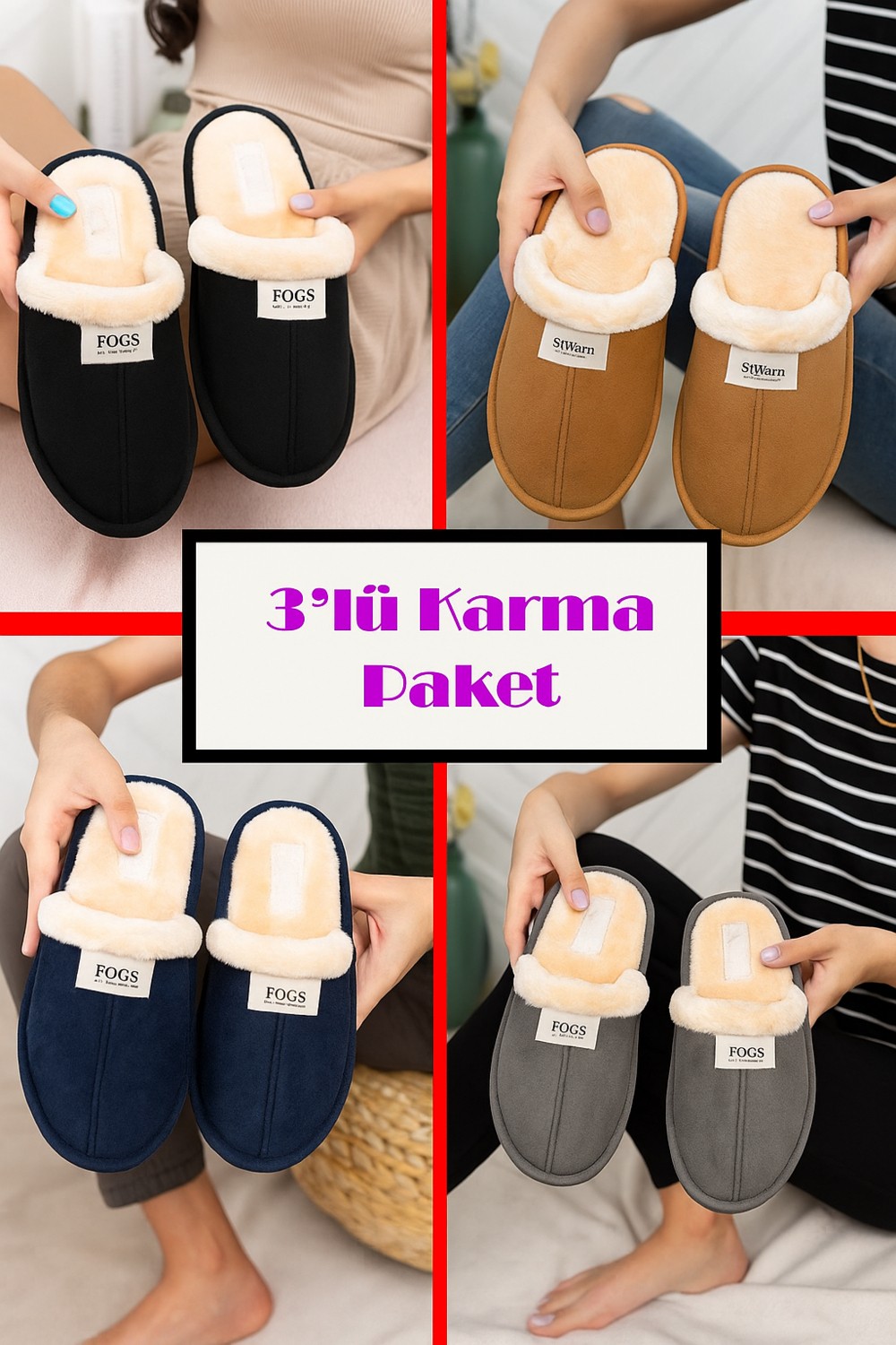 Nmoda Içi Kürklü Ev Terliği Çeyiz Bohça Terliği Misafir Terliği Hafif Sesiz Taban