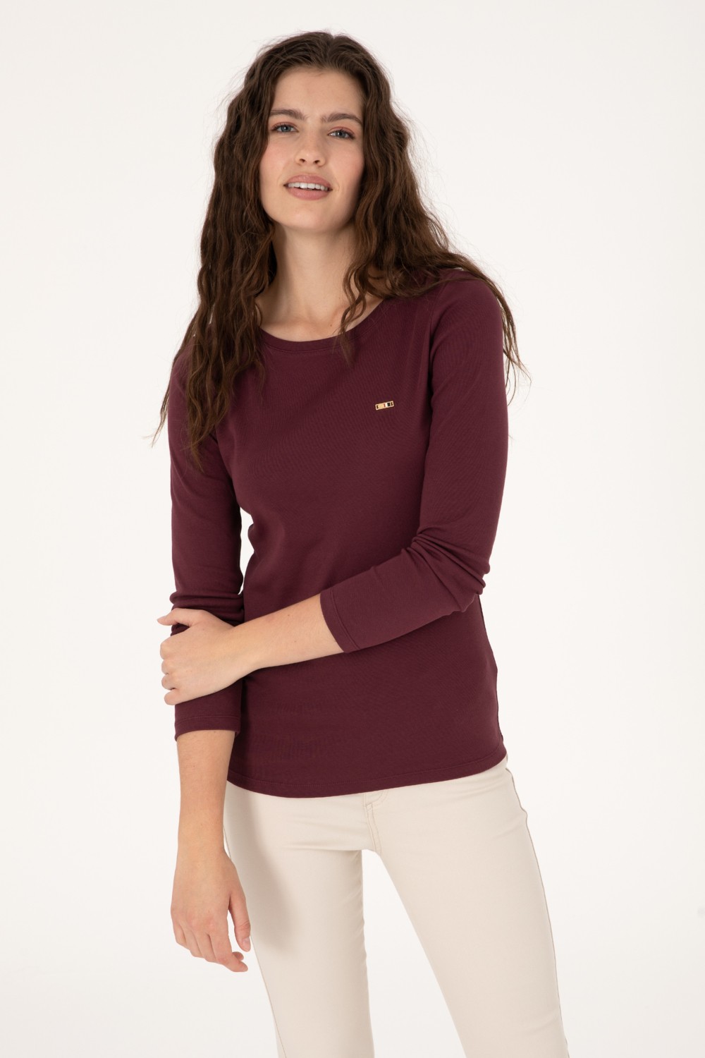 U.S. Polo Assn. Kadın Beyaz Slim Bisiklet Yaka Basic Sweatshırt 50315419-VR013