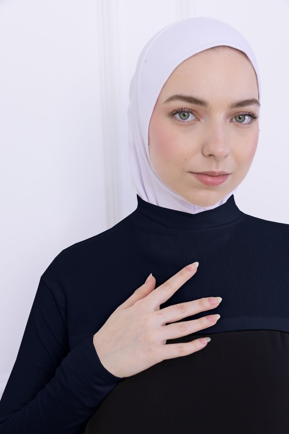 Loggia Balıkçı Yaka Boyunluklu Kolluk - Likralı Kadın Body Tesettür Crop Bolero Lacivert görsel 6