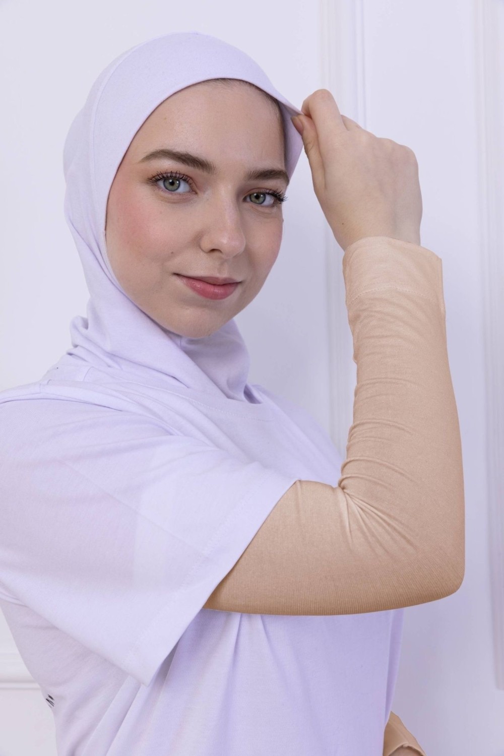 Loggia Likralı Penye Kolluk - Pratik Kadın Tesettür Düz Namaz Kolluğu 1 Çift 40CM Viskon Hijab Lacivert