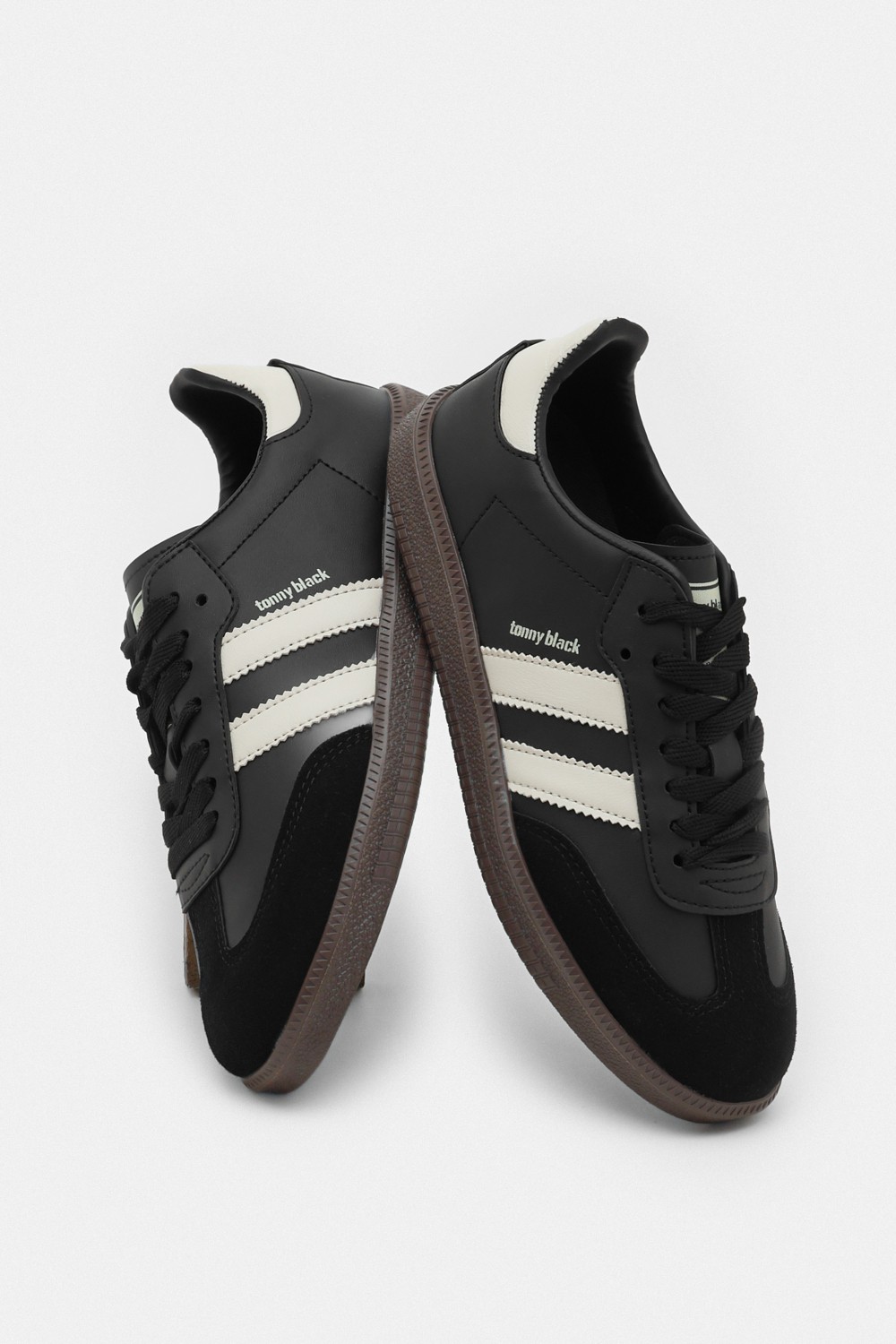 Tonny Black Unisex Beyaz Gri Termo Taban Yanı Şeritli Bağcıklı Spor Ayakkabı
