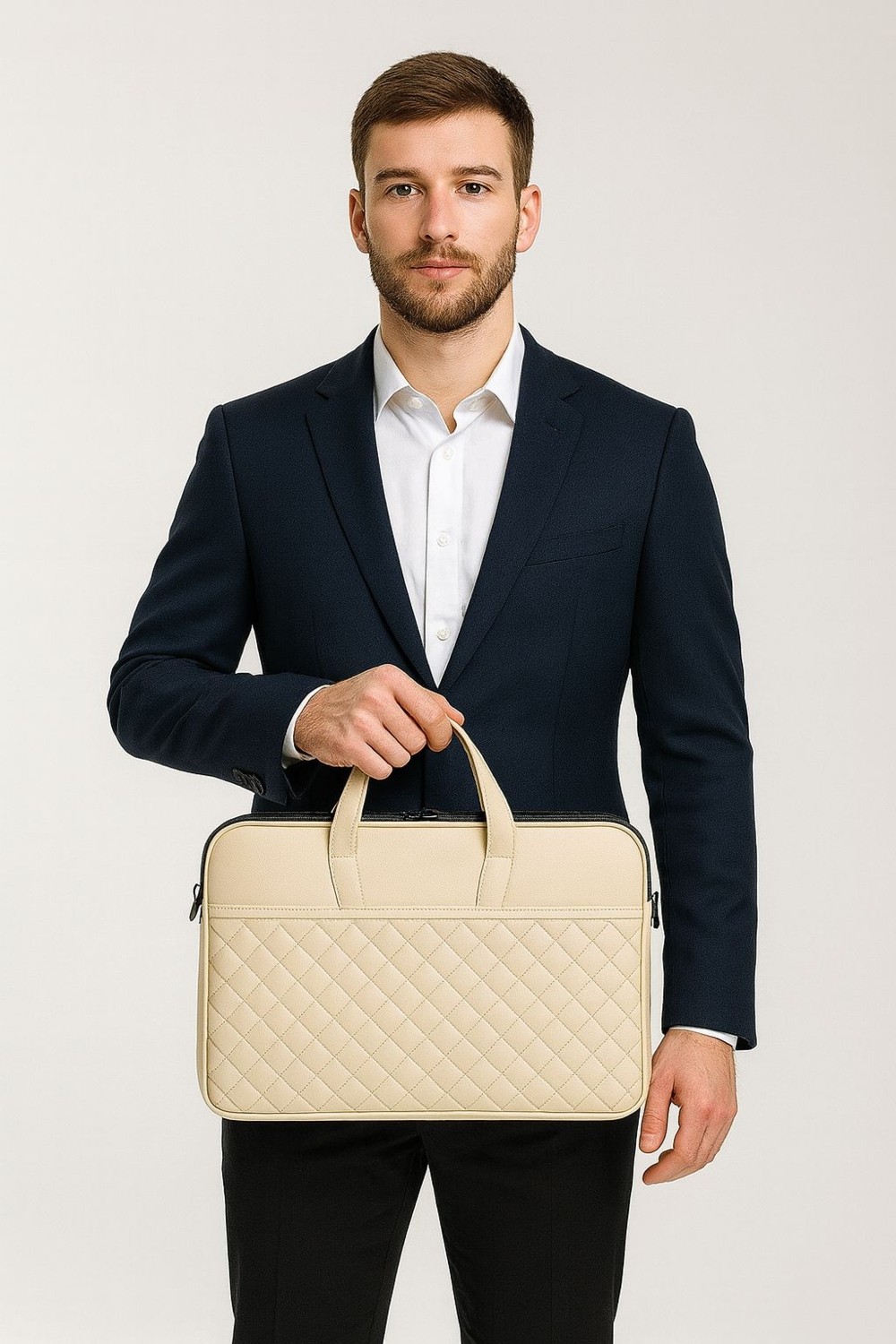 Moda West Premium Kapitone Desen 15" & 16"inç Laptop Notebook Tabletlere Uyumlu Evrak Dosya Bilgisayar Çantası görsel 3
