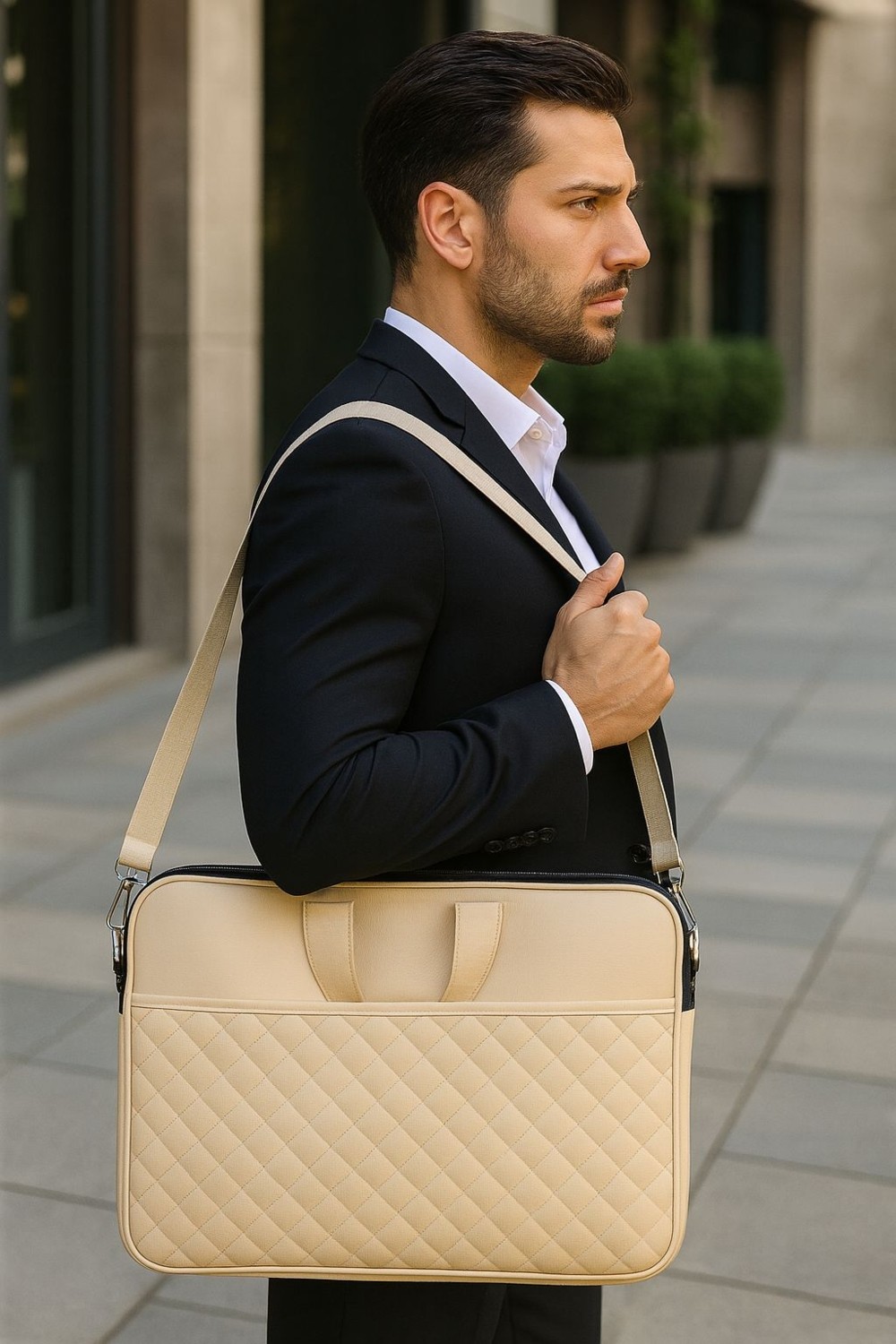Moda West Premium Kapitone Desen 15" & 16"inç Laptop Notebook Tabletlere Uyumlu Evrak Dosya Bilgisayar Çantası görsel 4