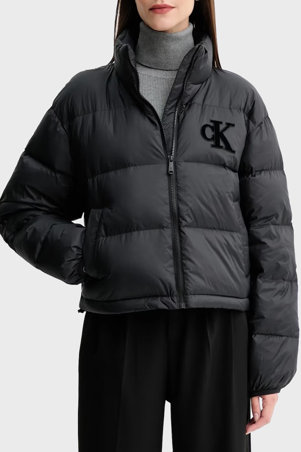 Calvin Klein Kapitoneli Logolu Boxy Fit Dik Yaka Şişme Ceket LV047D503GUB1 Bayan Ceket LV047D503G Ub1