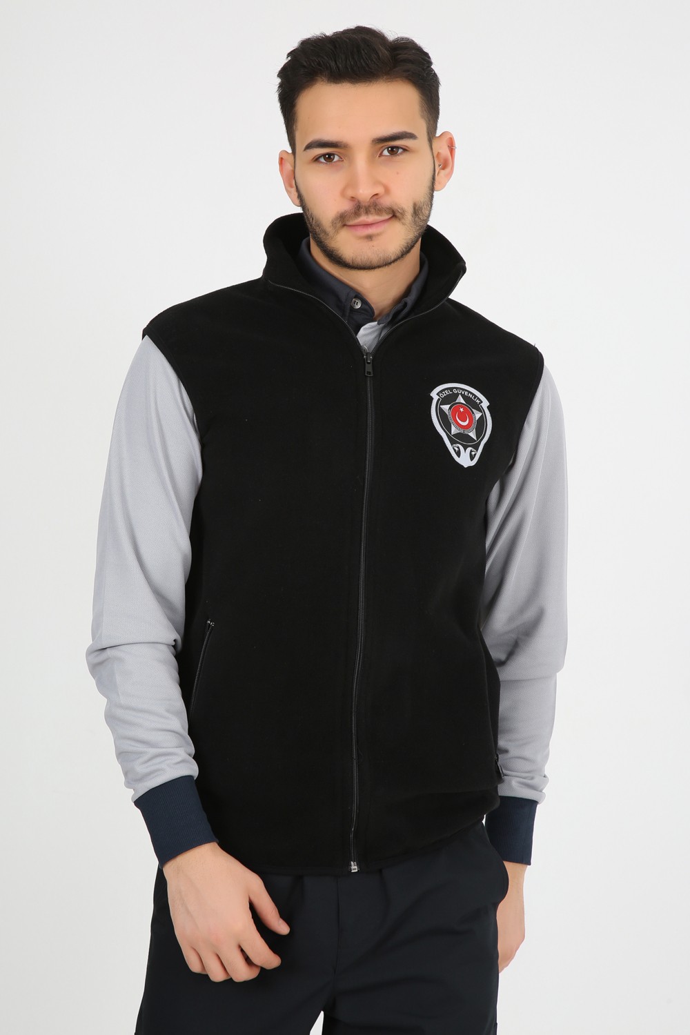 Moda Canel Siyah Özel Güvenlik Erkek Polar Yelek (Armalı ve Sırt Nakışlı) görsel 2