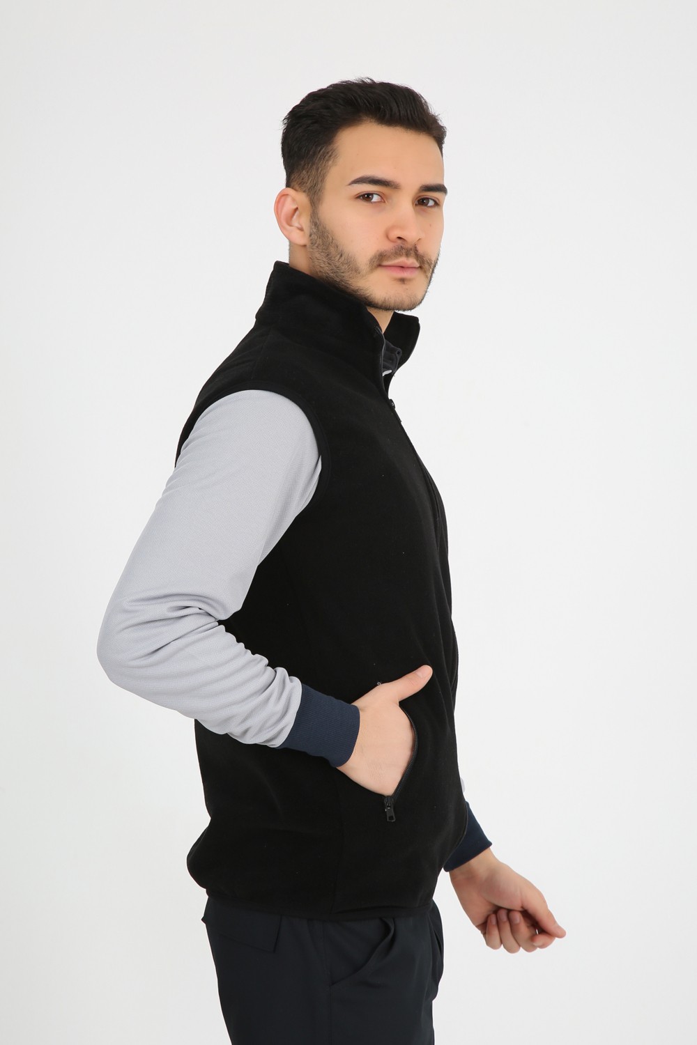 Moda Canel Siyah Özel Güvenlik Erkek Polar Yelek (Armalı ve Sırt Nakışlı) görsel 4