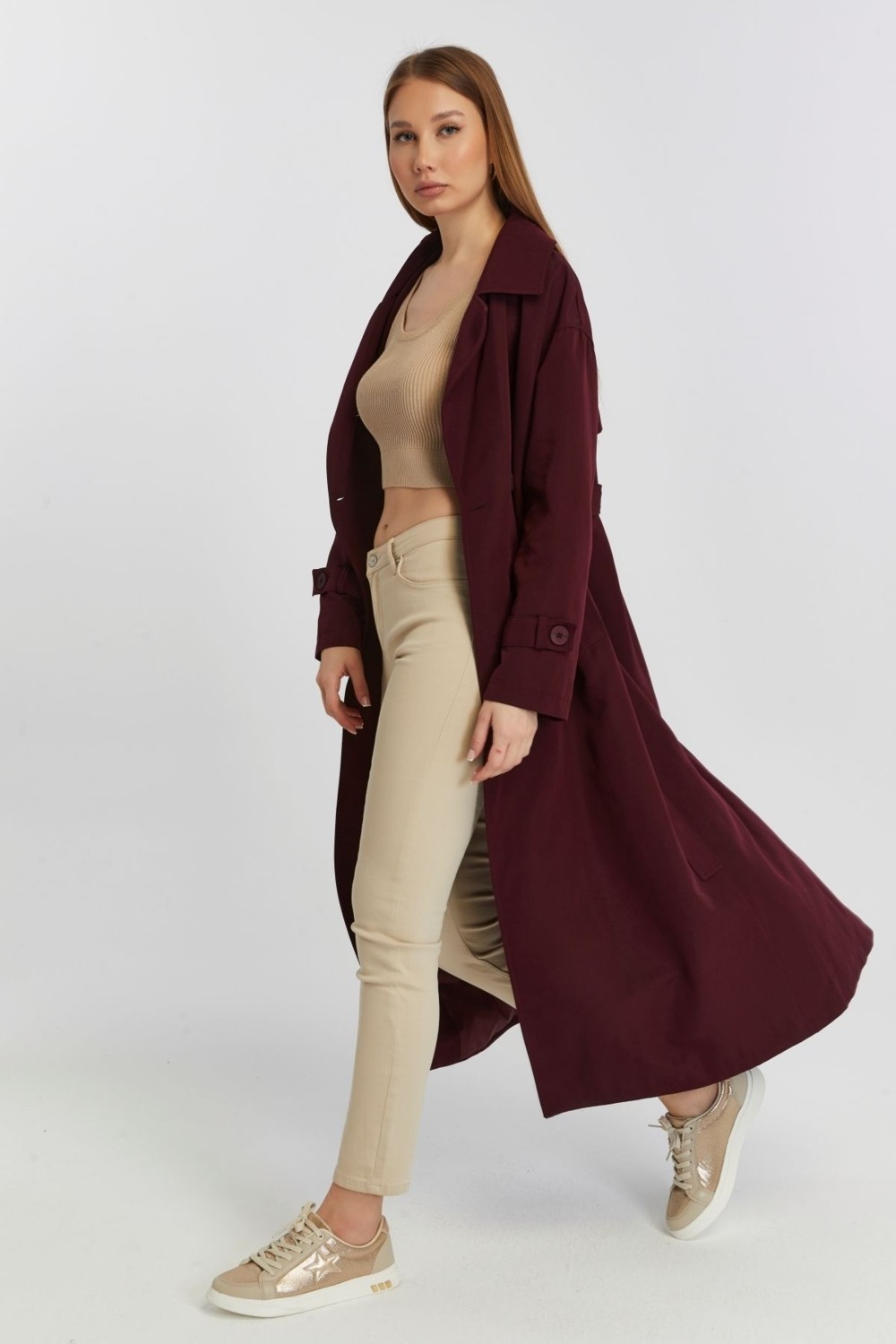 Bolivente Oversize Rüzgarlık Detaylı Trençkot