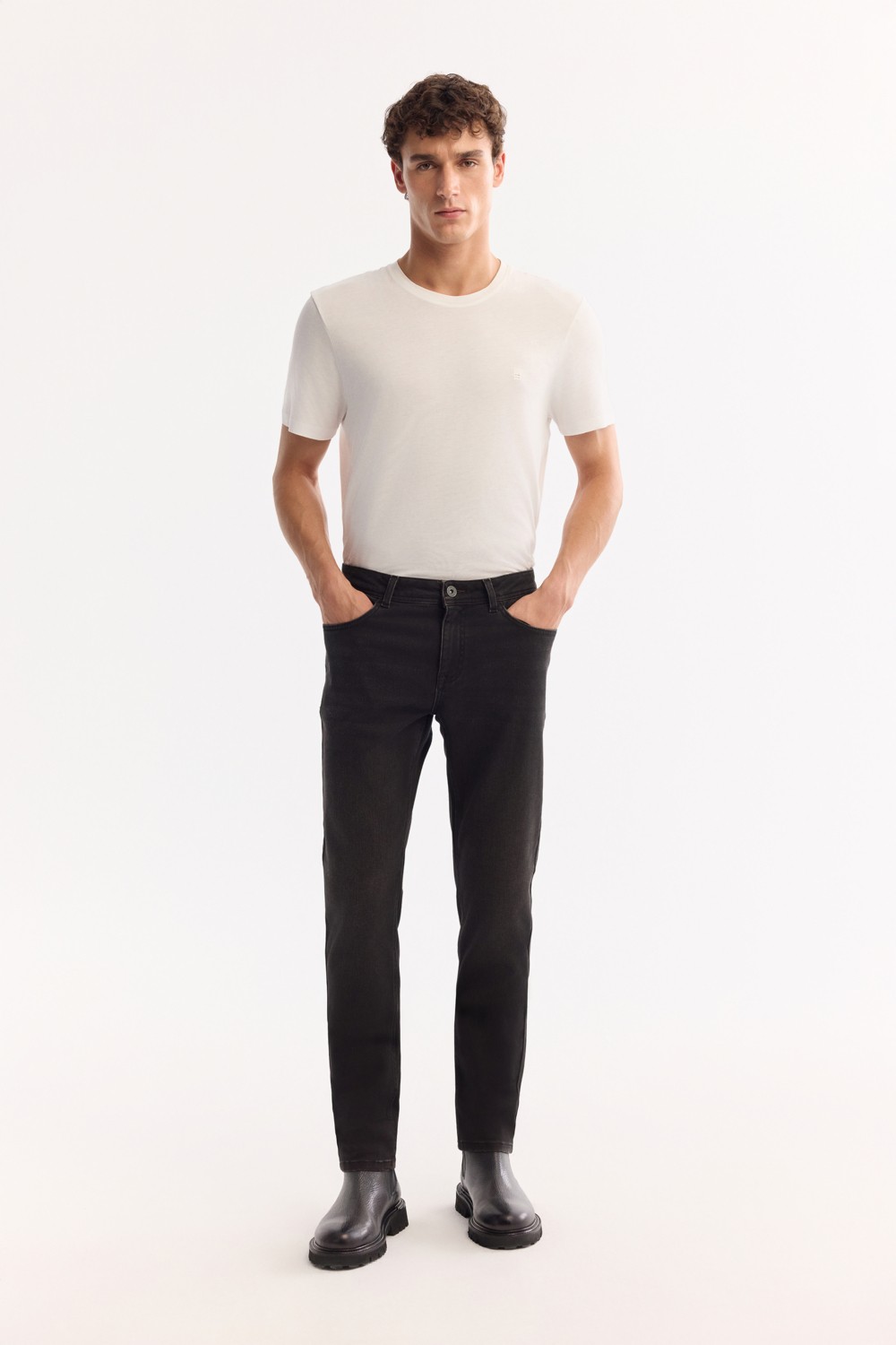 AVVA Erkek Kahverengi Klasik Bel Pamuklu Eskitme Yıkamalı Berlin Slim Fit Jean Pantolon A52Y3501