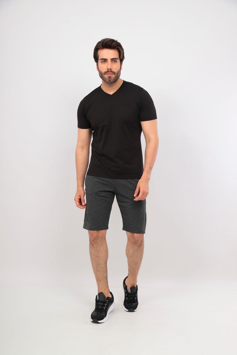 Fore Sport Erkek V Yaka Tshirt Şort Cep Fermuarlı Alt Üst Takım