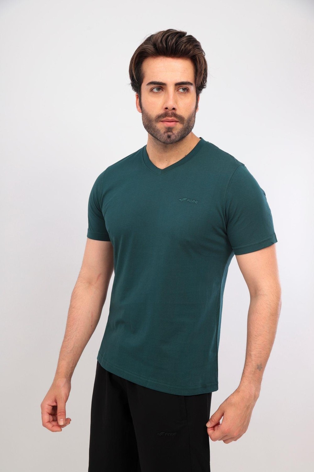 Fore Sport Erkek V Yaka Tshirt Şort Cep Fermuarlı Alt Üst Takım görsel 6