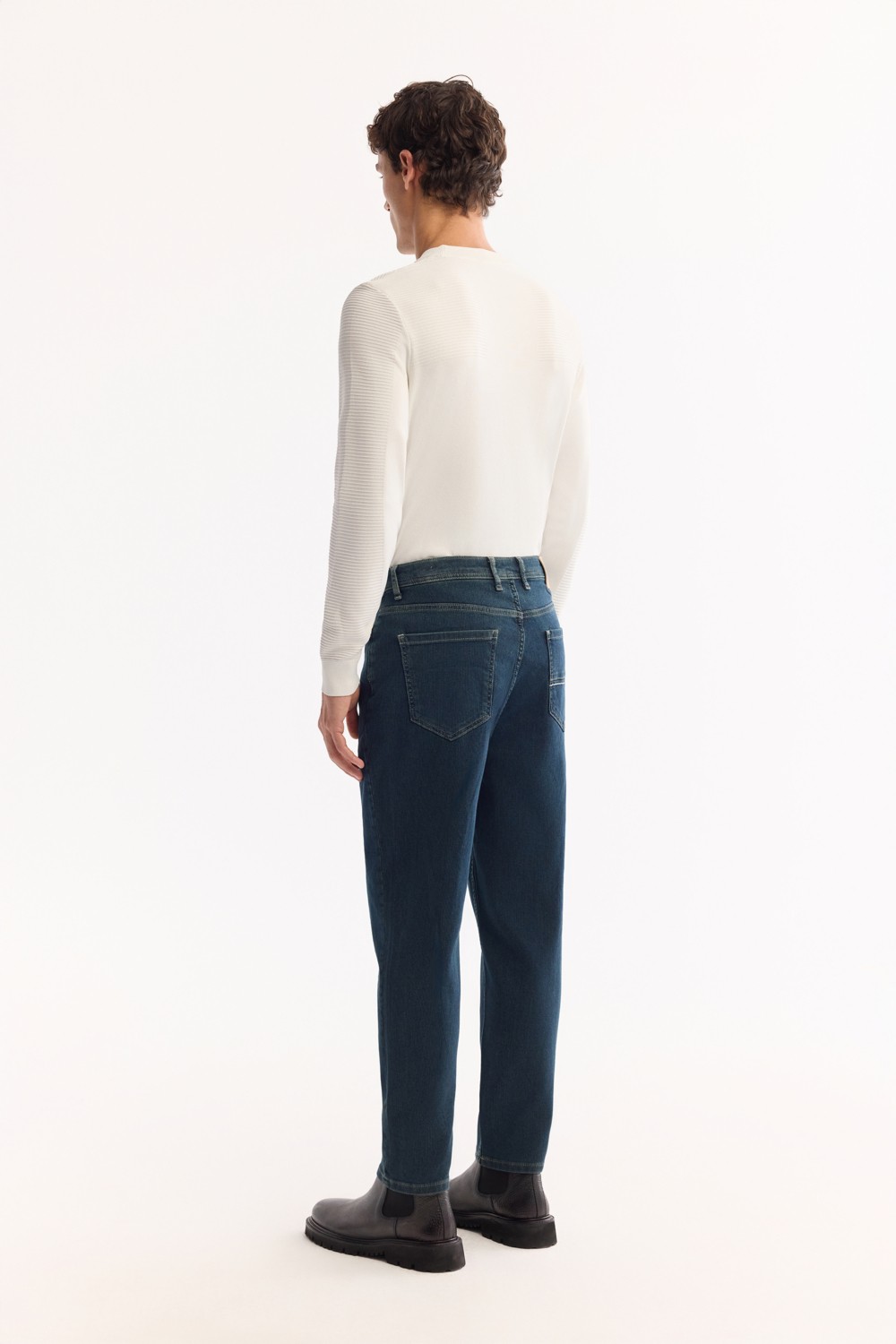 AVVA Erkek İndigo Klasik Bel Pamuklu Eskitme Yıkmalı Oslo Carrot Fit Jean Pantolon A51Y3552 görsel 6