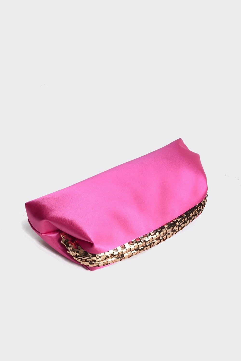 Berlesi Bej Saten Gold Payet Detaylı Clutch Abiye Çanta görsel 8