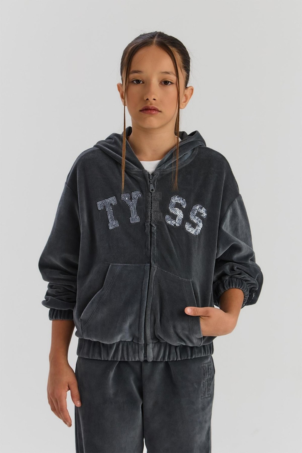 Tyess Bg Store Kız Çocuk Antrasit Eşofman Üstü görsel 2