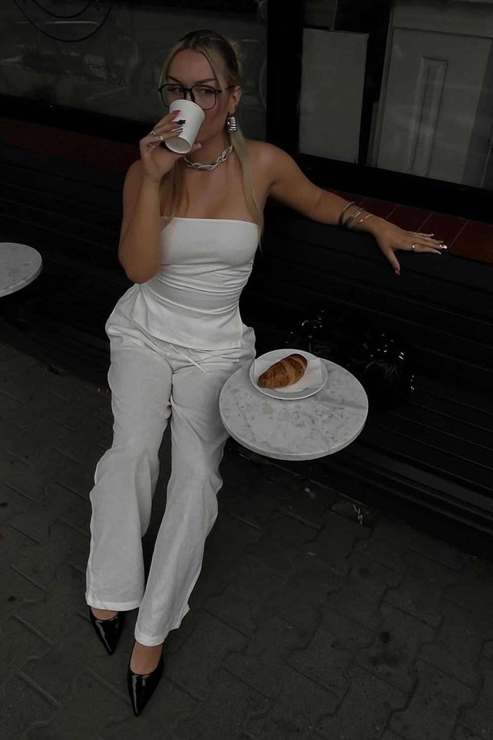 Madmext Beyaz Büzgülü Bandeau Top Kadınlar İçin Esnek Kumaş 95% Mikro Polyester görsel 7